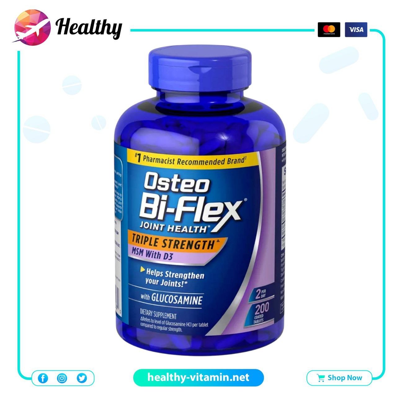 Osteo Bi-Flex Triple Strength MSM with Vitamin D3 200 Tablets 1