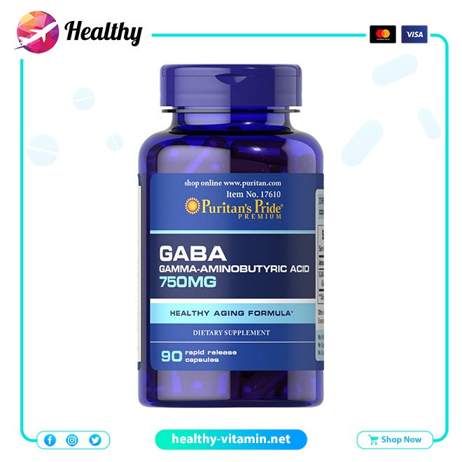 GABA 750 mg Puritan's Pride 90 Capsules