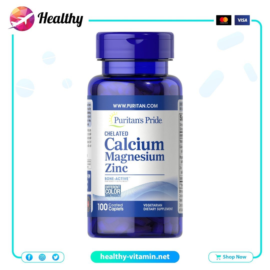 Calcium Magnesium Zinc Puritan's Pride 100 Coated Caplets