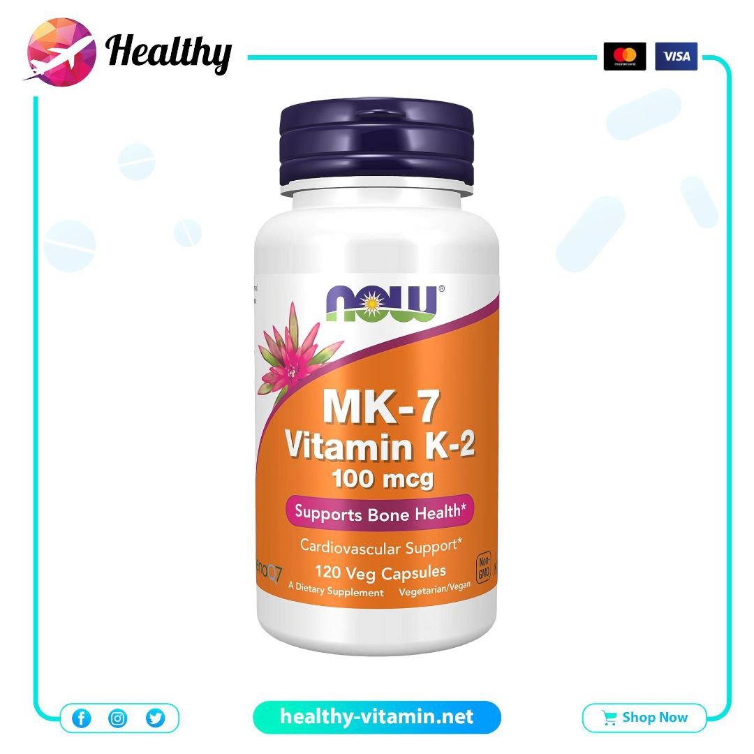 MK7 Vitamin K2 100 mcg Now Foods 120 Veg Capsules - Healthy