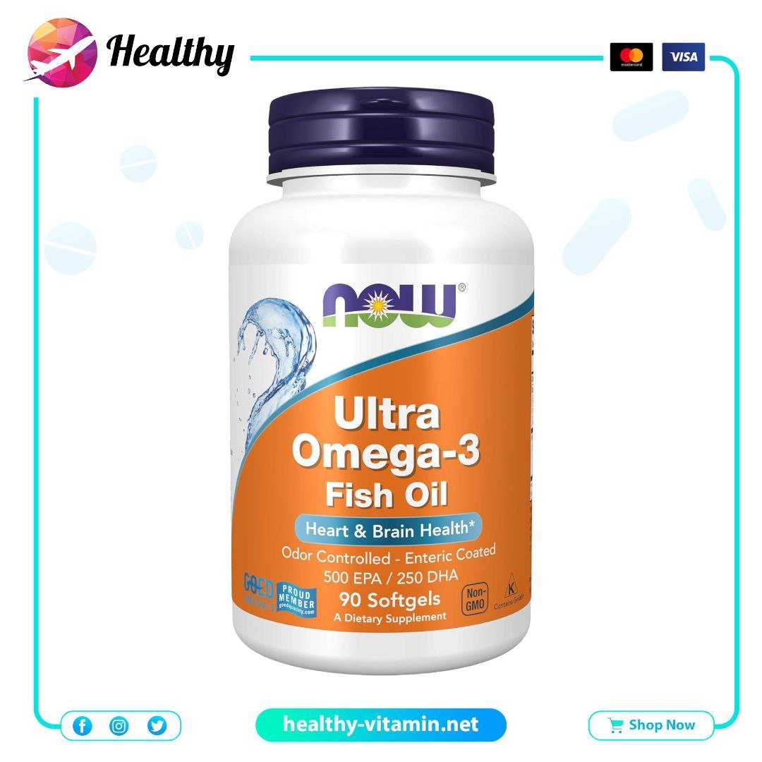 Ultra Omega-3 Fish Oil Now Foods 90 Softgels