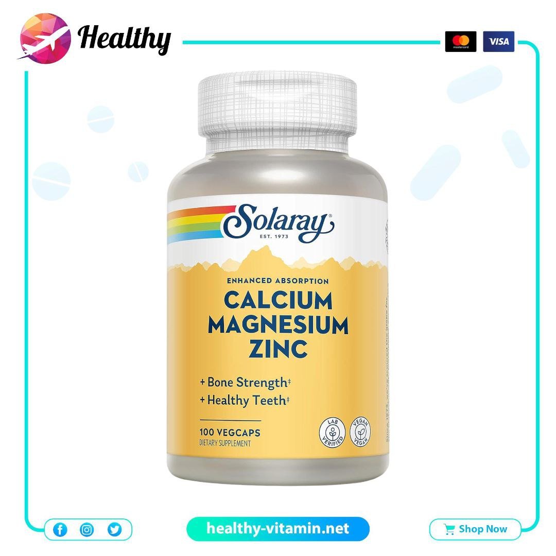 Calcium Magnesium Zinc Solaray 100 VegCaps