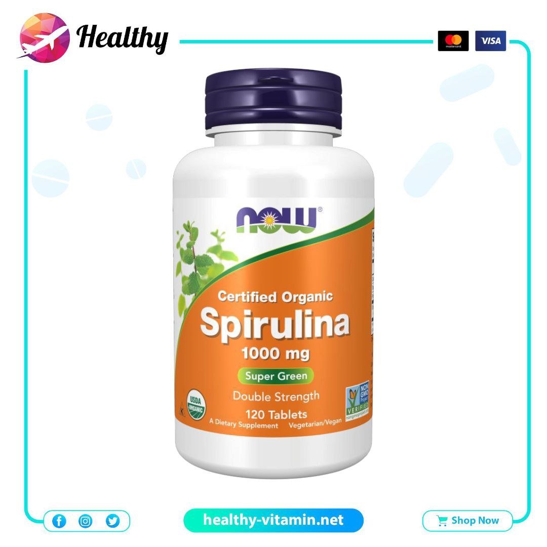 Certified Organic Spirulina 1000 mg Now Foods 120 Tablets