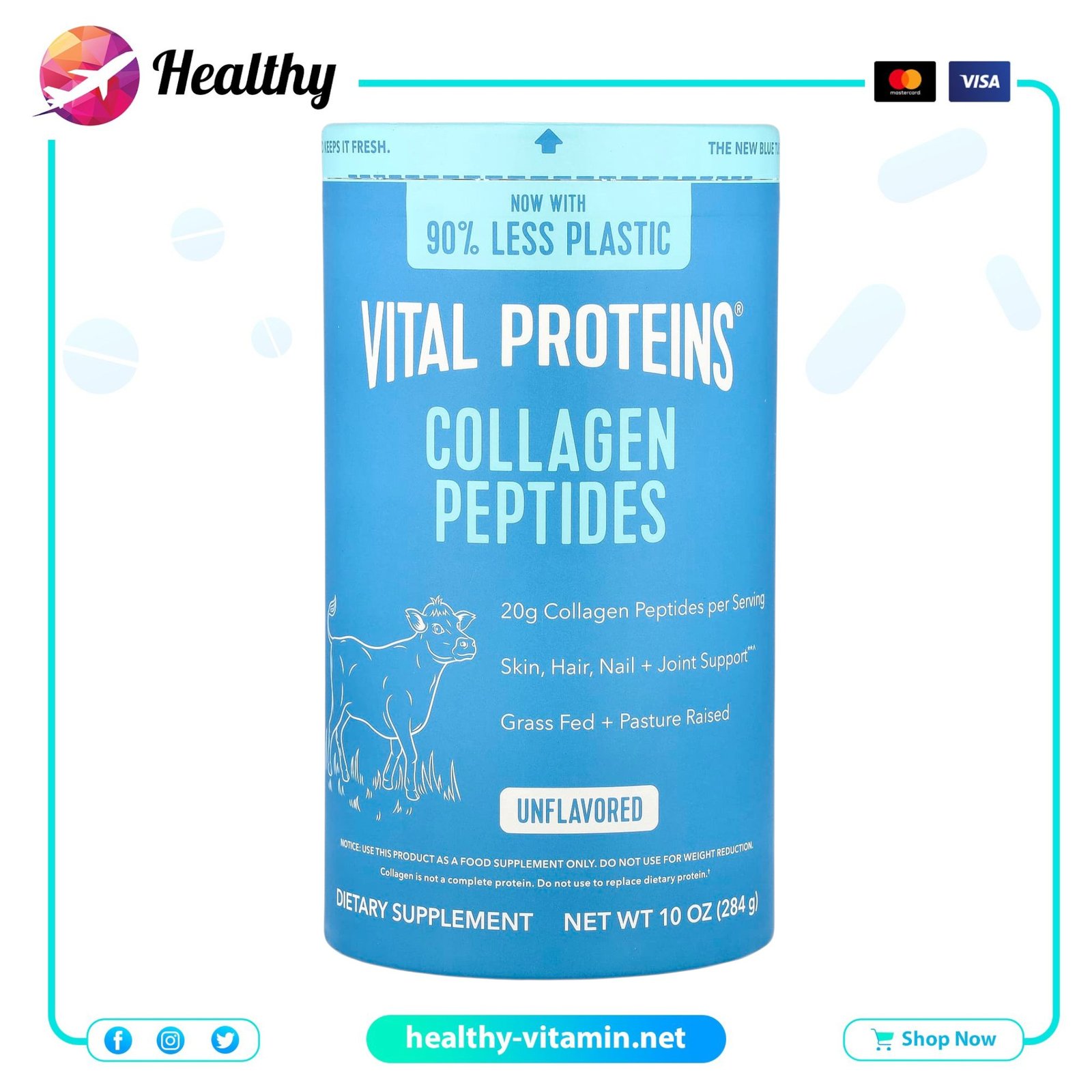 Vital Proteins Collagen Peptides Unflavored Powder 10 oz 284 g 1