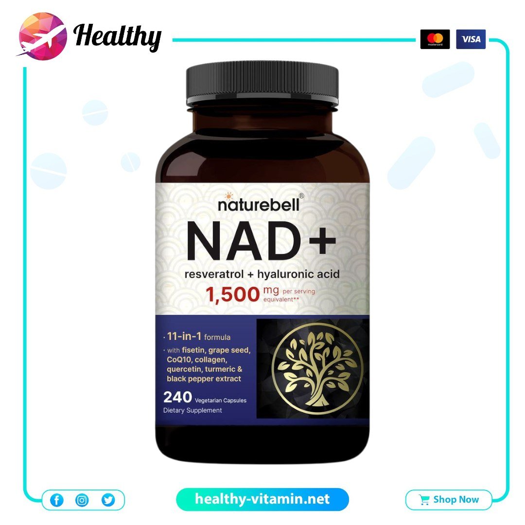 NAD+ Resveratrol + Hyaluronic Acid 1500 mg NatureBell 240 Veggie Capsules 1