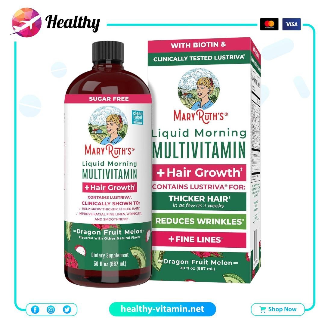 MaryRuth's Liquid Morning Multivitamin + Hair Growth Dragon Fruit Melon 30 fl oz 887 ml 1