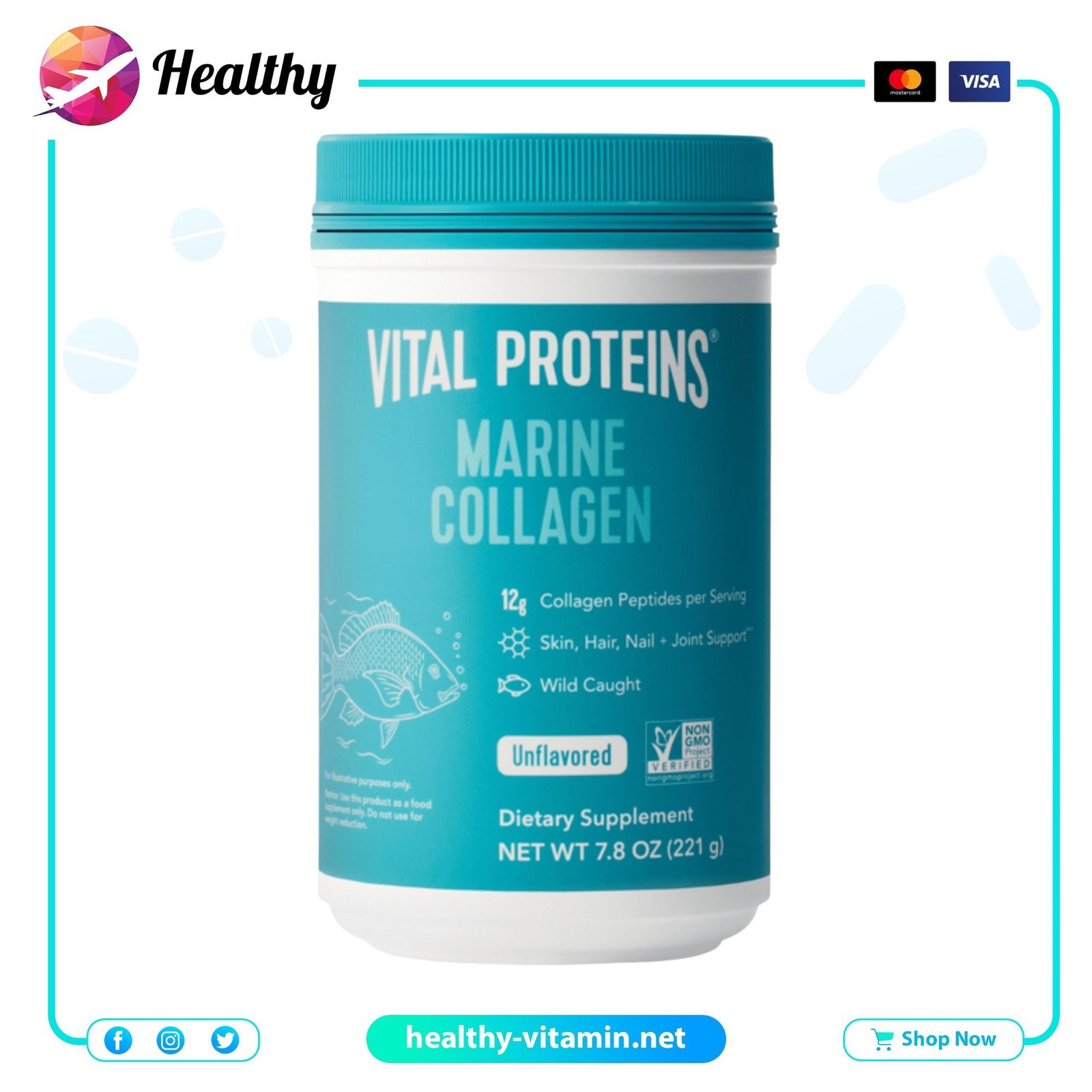 Vital Proteins Marine Collagen Unflavored Powder 7.8 oz 221 g 1