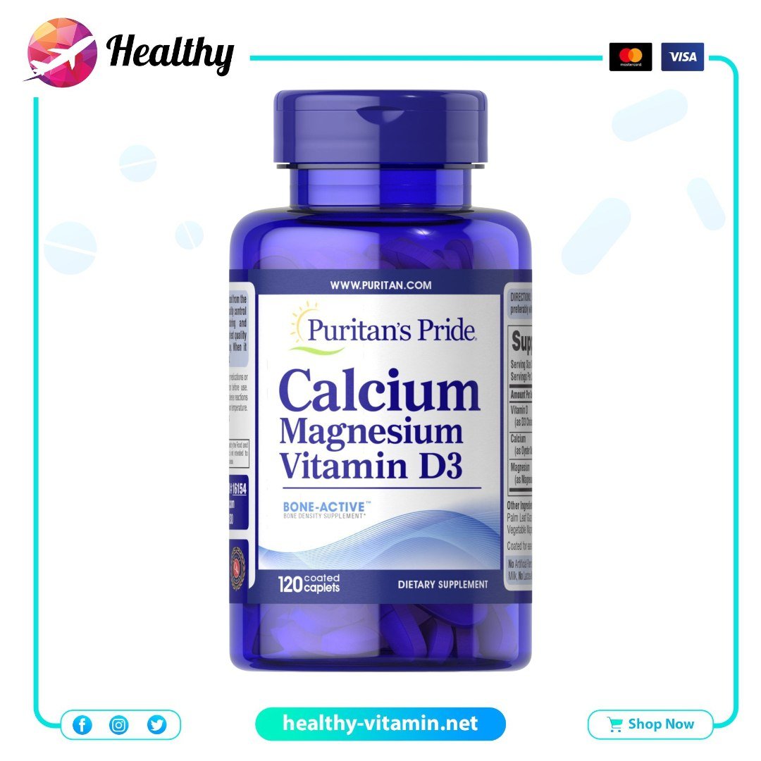 Calcium Magnesium Vitamin D3 Puritan's Pride 120 Coated Tablets