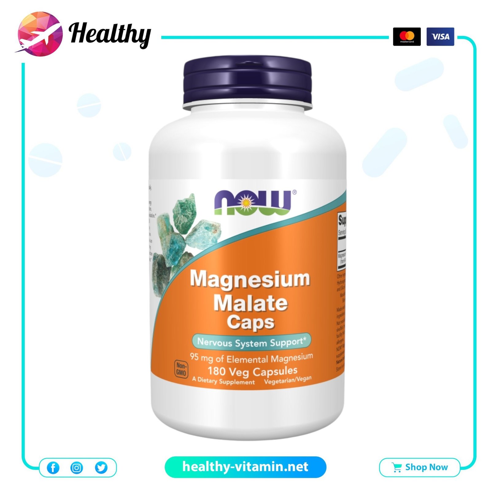 Magnesium Malate Caps Now Foods 180 Veg Capsules 5