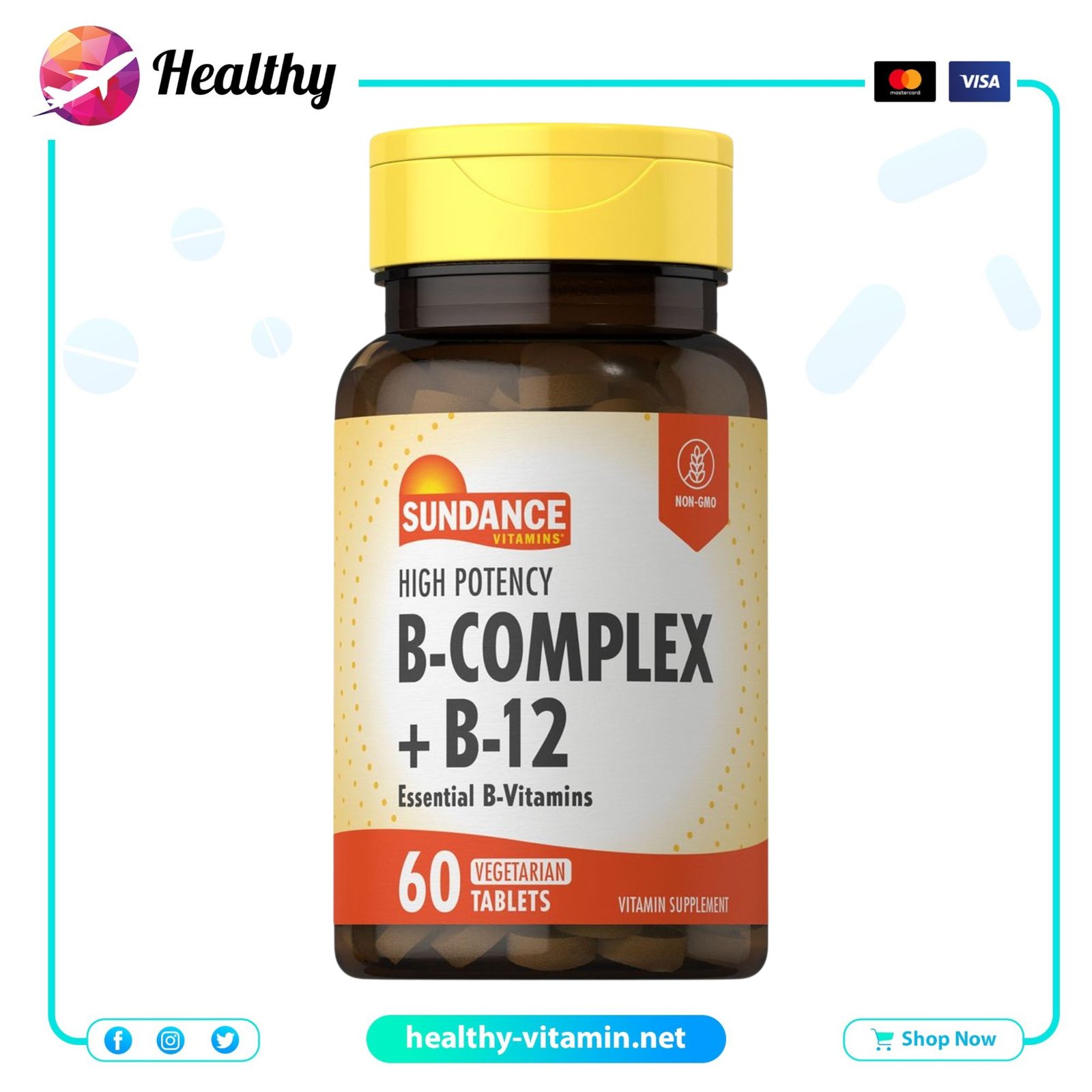 B-Complex with B-12 Sundance 60 Tablets