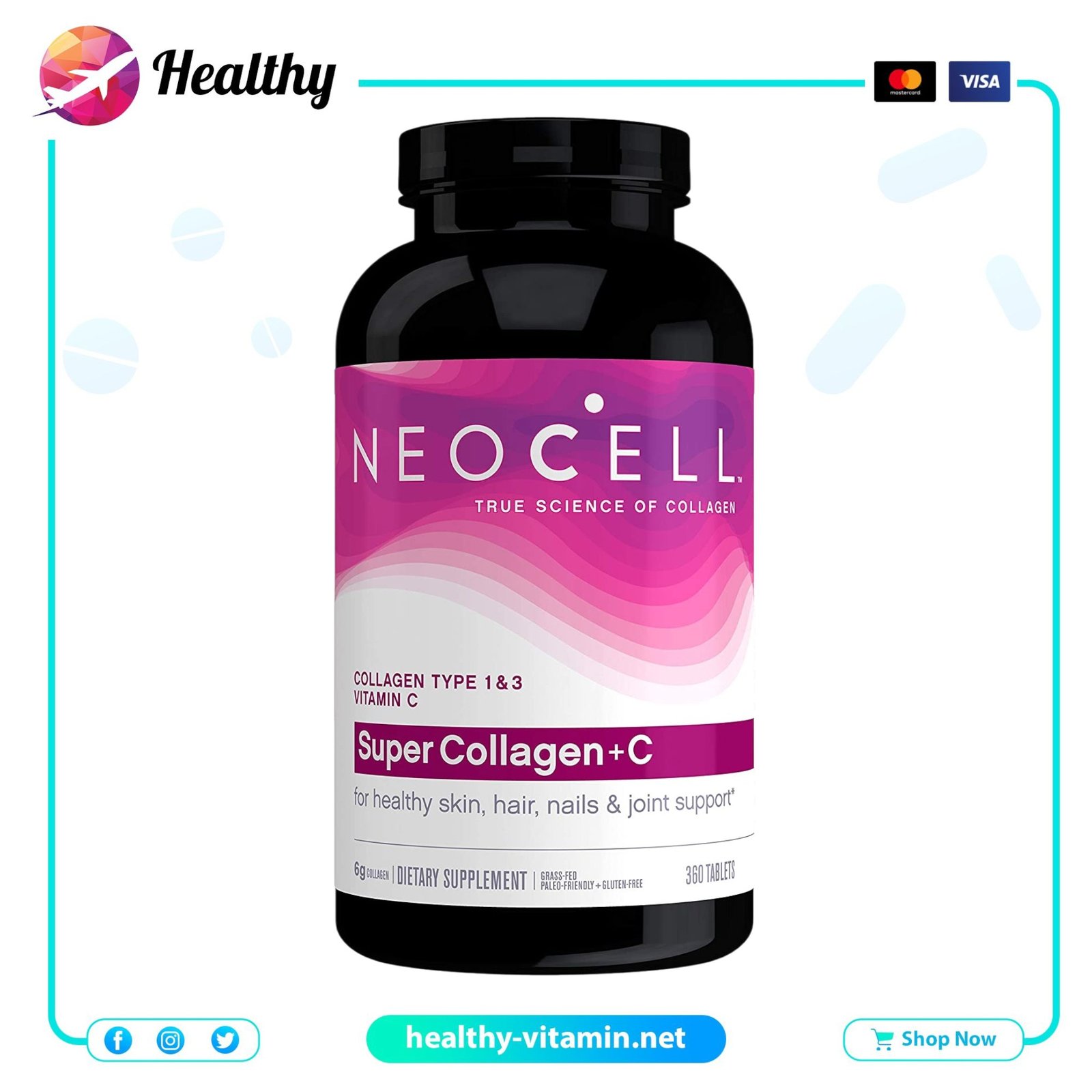 Super Collagen + Vitamin C NeoCell 360 Tablets 1