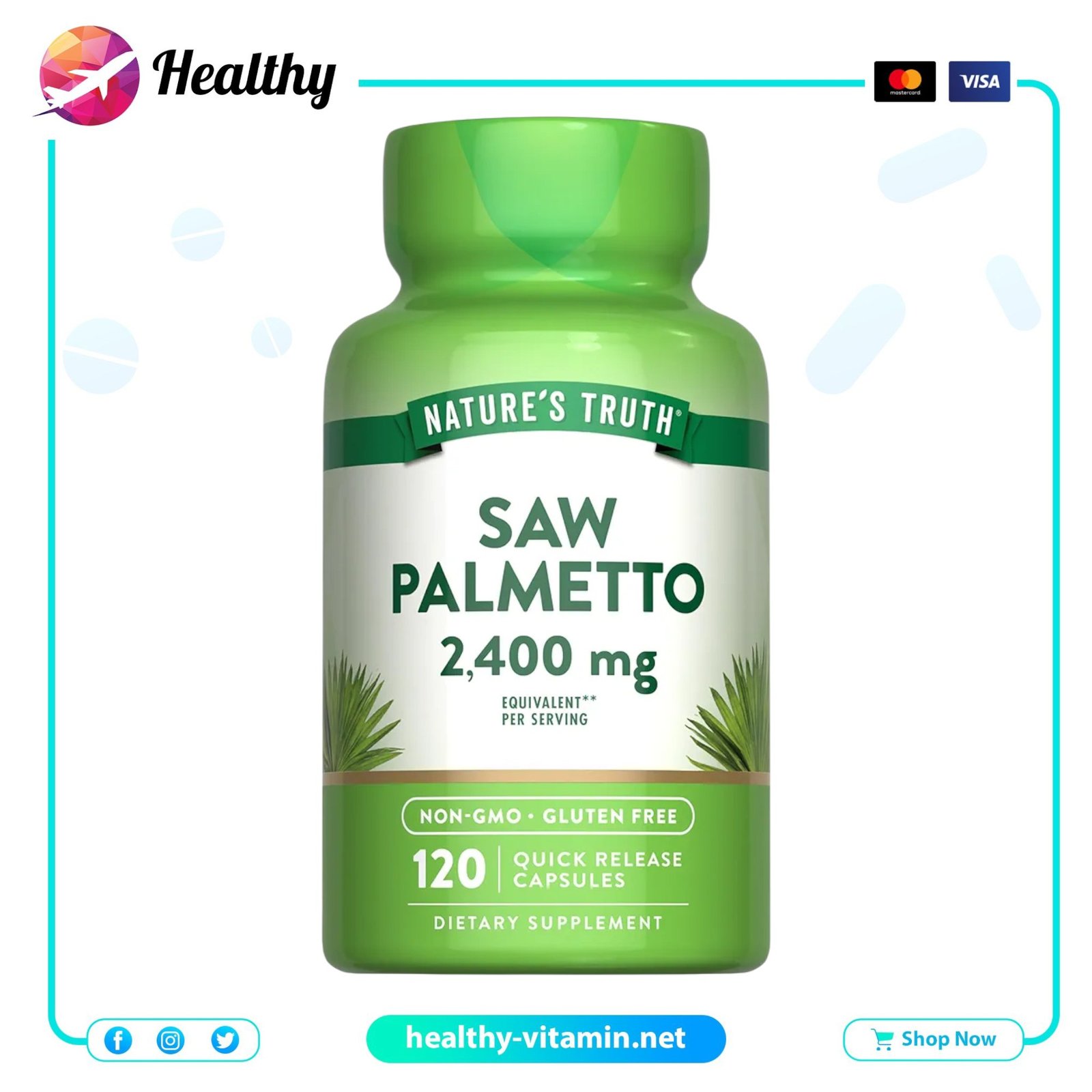 Saw Palmetto 2400 mg Nature's Truth 120 Quick Release Capsules 1